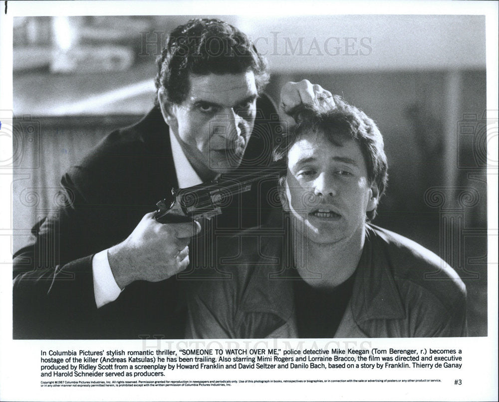 1987 Press Photo Tom Berenger, Andreas Katsulas in &quot;Someone To Watch Over Me&quot; - Historic Images