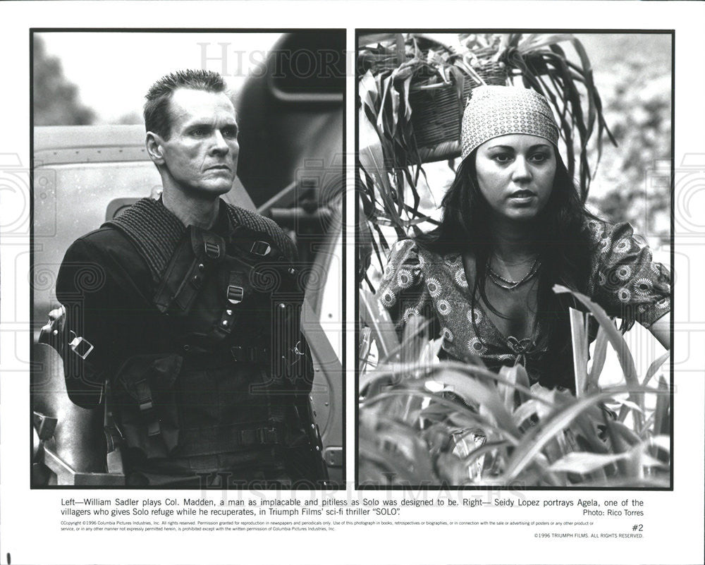 1996 Press Photo William Sadler Actor Seidy Lopez Actress Sci-Fi Thriller Solo - Historic Images