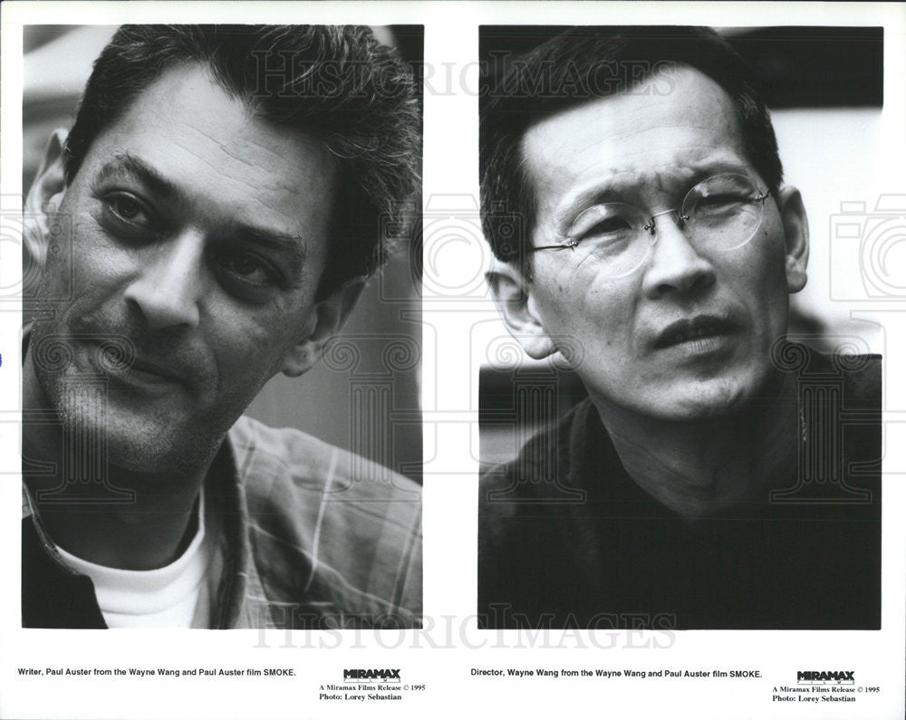 1995 Press Photo Paul Auster Writer Wayne Wang Director Smoke Independent Film - Historic Images