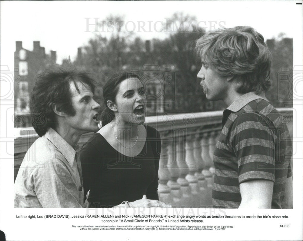 1980 Press Photo Brad Davis, Karen Allen "A Small Circle of Friends" - Historic Images