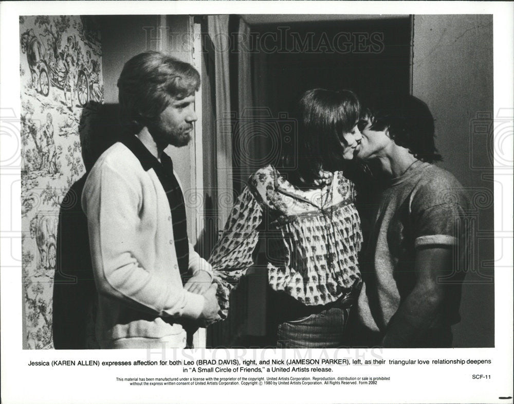 1980 Press Photo Karen Allen, Brad Davis in "A Small Circle of Friends" - Historic Images