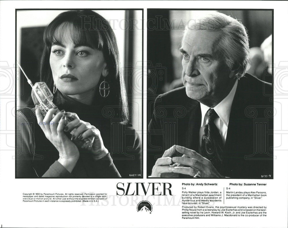 1993 Press Photo Polly Walker Actress Martin Landau Actor Mystery Movie Sliver - Historic Images