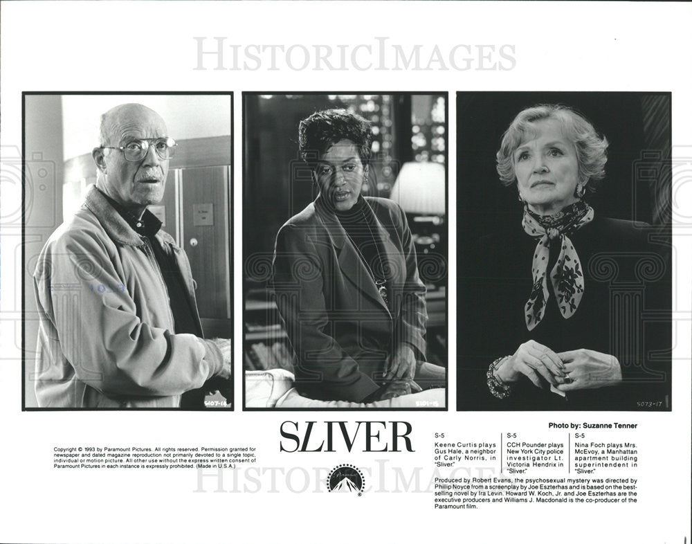 1993 Press Photo Keen Curtis Actor CCH Pounder Actress Nina Foch Sliver Mystery - Historic Images