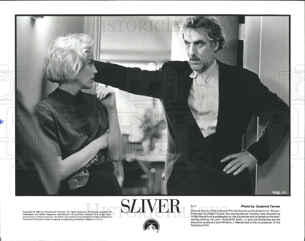 1993 Press Photo Sharon Stone Actress Phillip Noyce Director Sliver Mystery Film - Historic Images