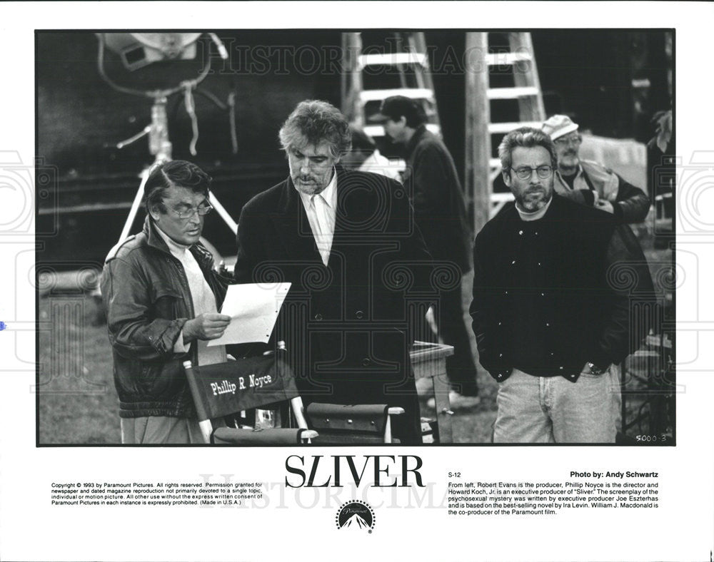 1993 Press Photo &quot;Sliver&quot; Producer Robert Evans Director Phillip Noyce - Historic Images