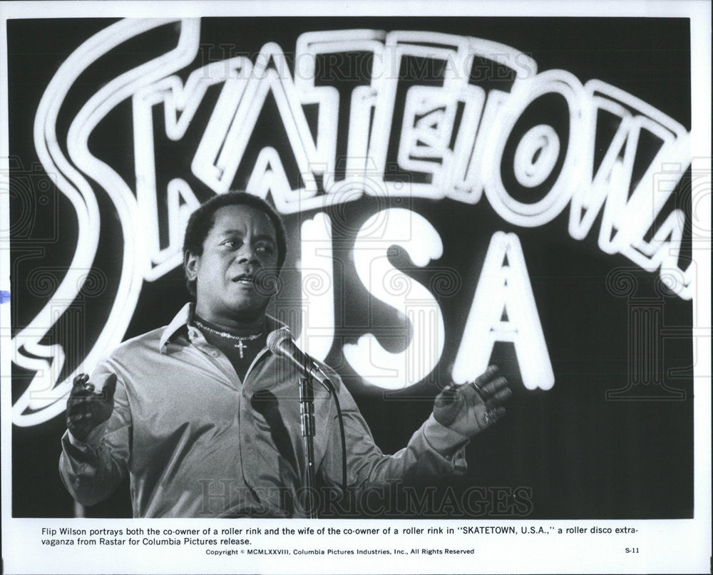 1988 Press Photo Flip Wilson Stars In &quot;Skatetown, U.S.A.&quot; - Historic Images