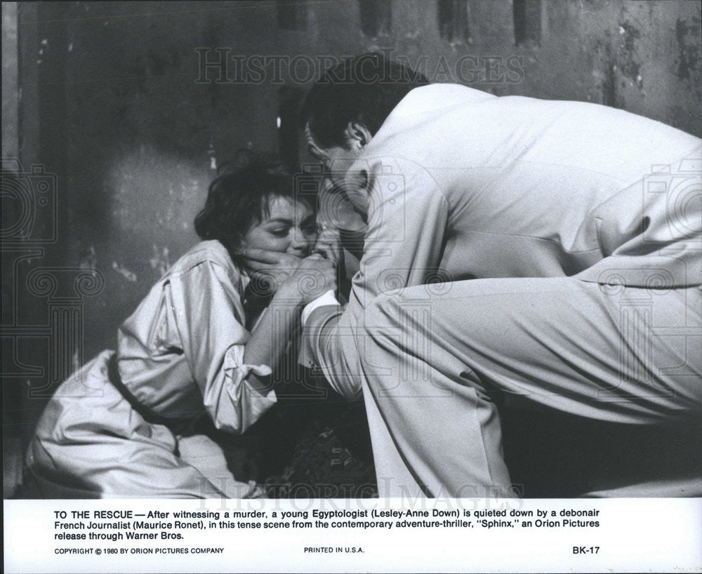 1980 Press Photo Lesley-Anne Down And Maurice Ronet Star In "Sphinx" - Historic Images
