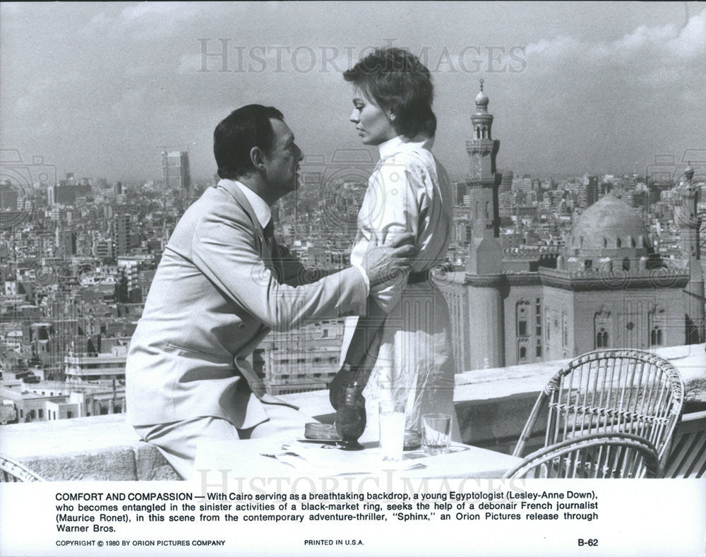 1980 Press Photo Lesley-Anne Down, Maurice Ronet in "Sphinx" - Historic Images