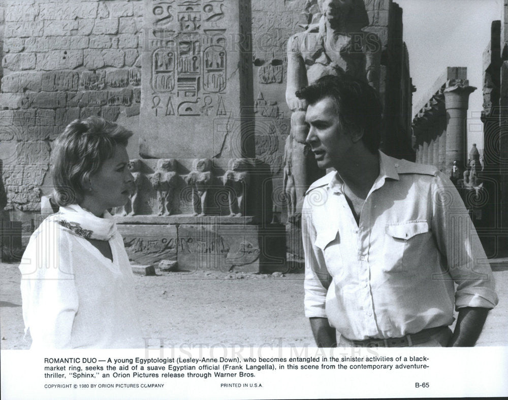 1980 Press Photo Lesley-Anne Down, Frank Langella in "Sphinx" - Historic Images