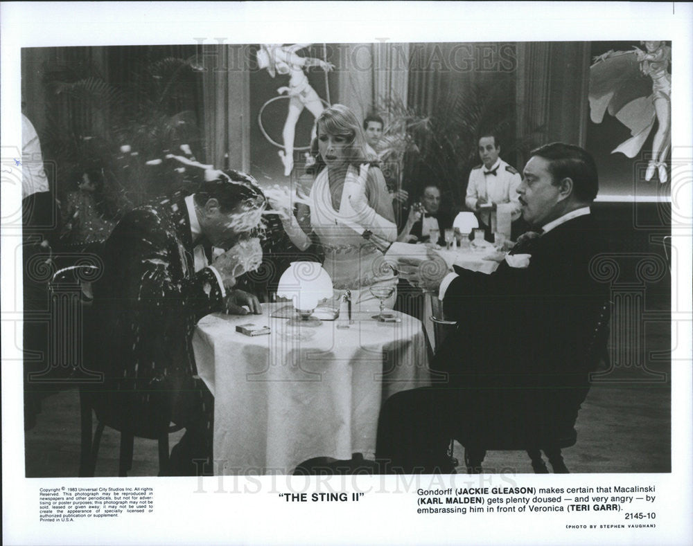 1983 Press Photo Jackie Gleason, Karl Malden &amp; Teri Garr in &quot;The Sting II&quot; - Historic Images