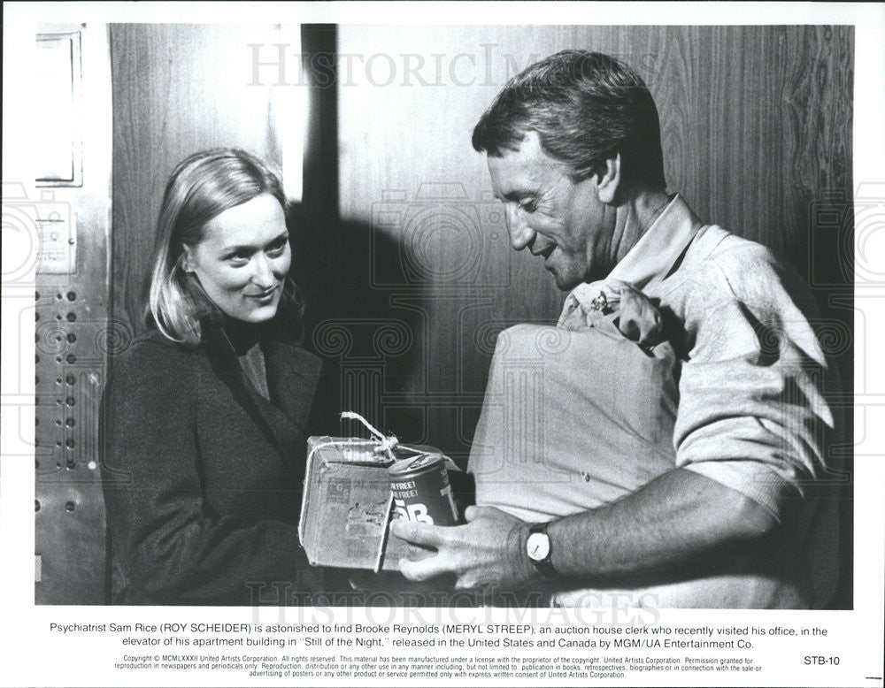 1982 Press Photo Roy Scheider &amp; Meryl Streep in &quot;Still of the Night&quot; - Historic Images