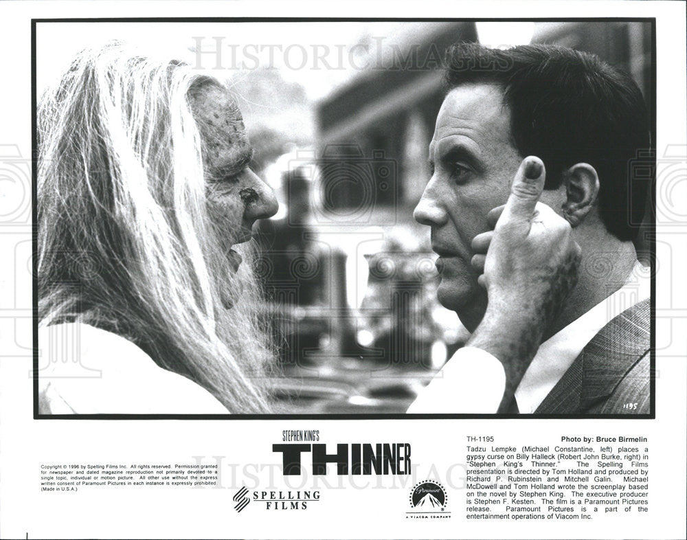 1996 Press Photo Michael Constantine &amp; Robert John Burke Star In Thinner - Historic Images