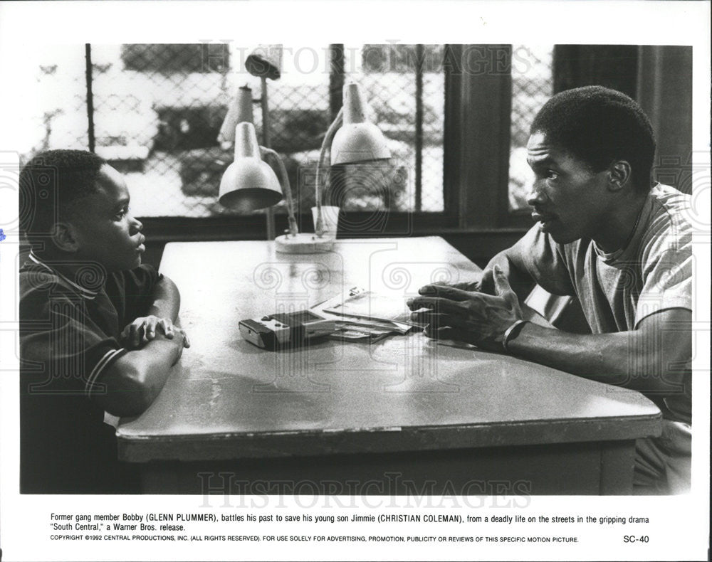 1992 Press Photo Glenn Plummer, Christian Coleman in &quot;South Central&quot; - Historic Images