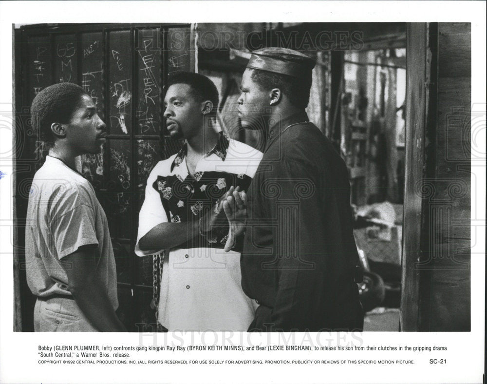 1992 Press Photo Glenn Plummer, Byron Keith Minns, Lexie Bingham &quot;South Central&quot; - Historic Images