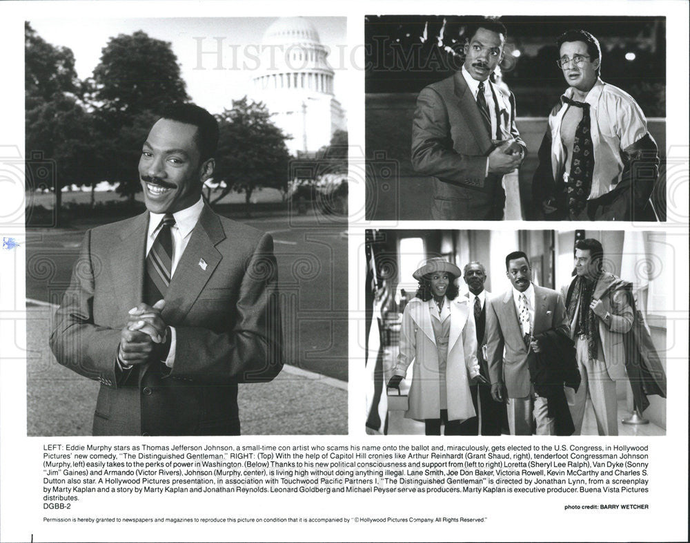 1992 Press Photo Eddie Murphy, Grant Shaud, Sheryl Lee Ralph, Sonny Gaines - Historic Images