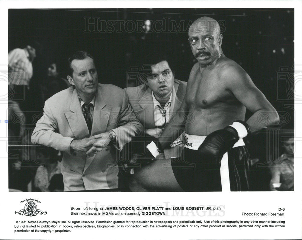 1992 Press Photo James Woods, Oliver Platt, Louis Gossett Jr in &quot;Diggstown&quot; - Historic Images