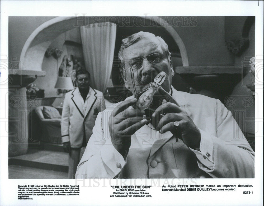 1982 Press Photo Peter Ustinov &amp; Denis Quilley Star In &quot;Evil Under The Sun&quot; - Historic Images