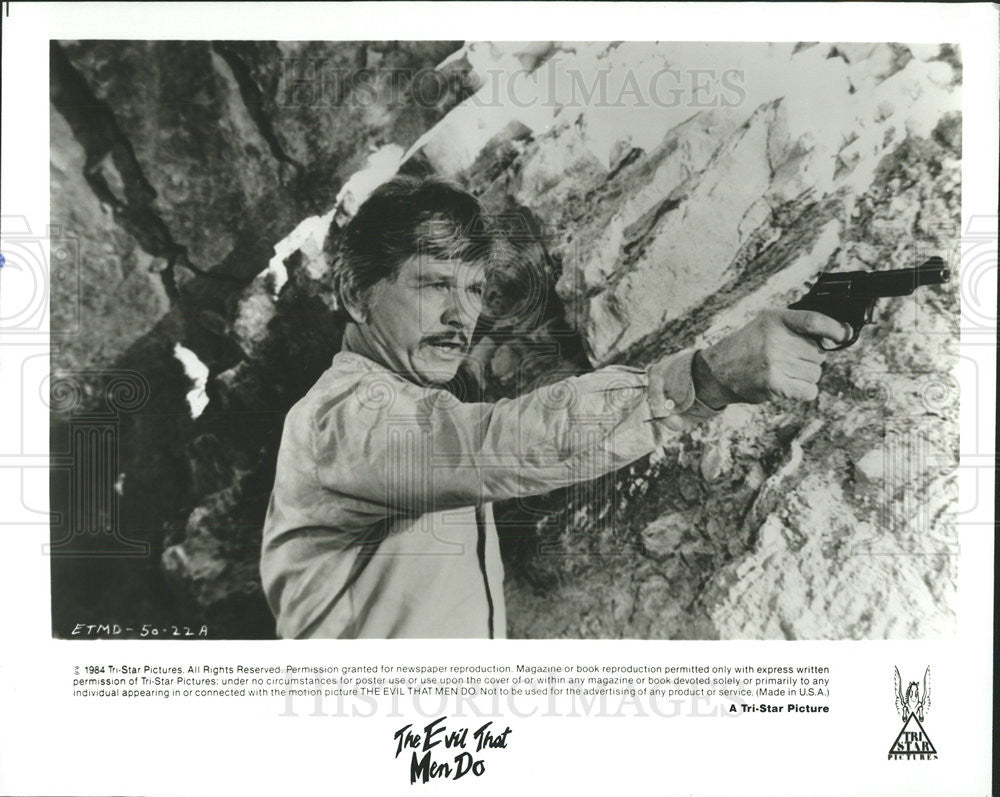 1984 Press Photo Charles Bronson Stars In &quot;The Evil That Men Do&quot; - Historic Images