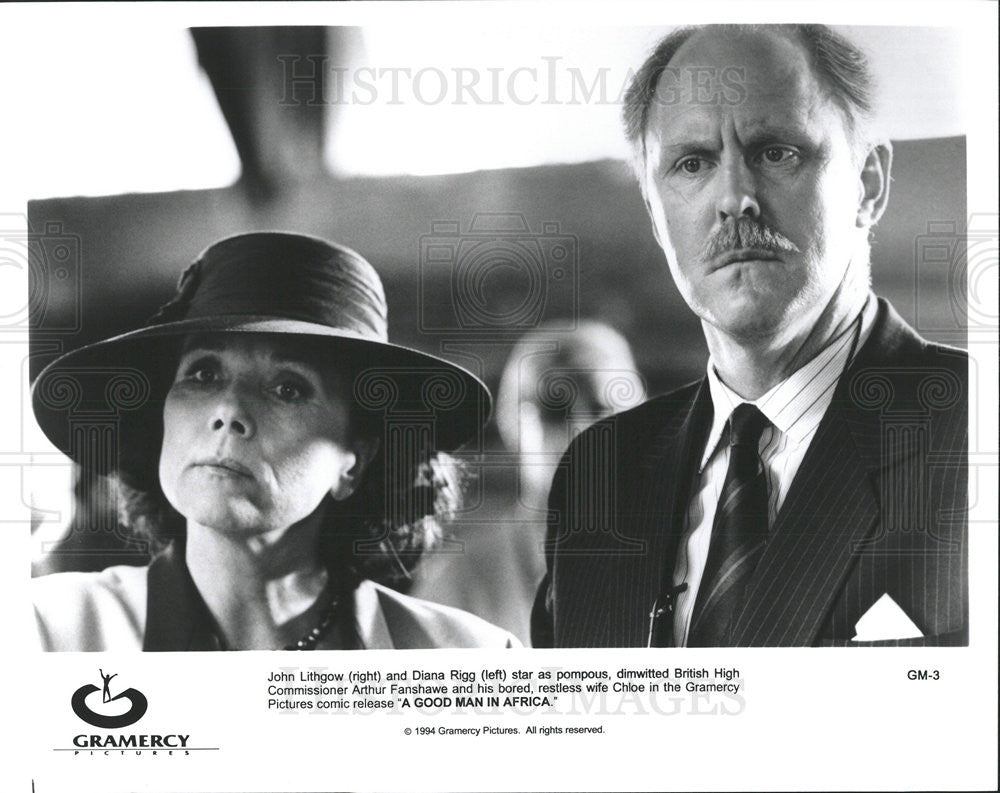 1994 Press Photo John Lithgow &amp; Diana Rigg Star In &quot;A Good Man In Africa&quot; - Historic Images