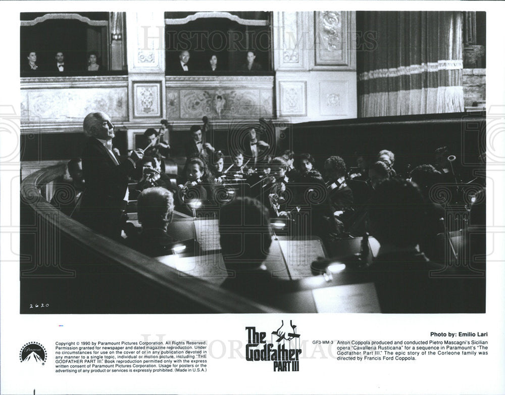 1990 Press Photo The Godfather Part III Anton Coppola Producer Conductor Opera - Historic Images