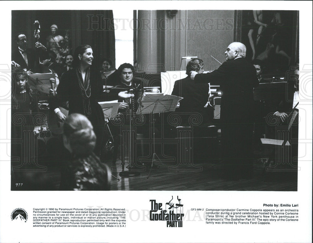 1990 Press Photo The Godfather Part III Composer Conductor Carmine Coppola Shire - Historic Images