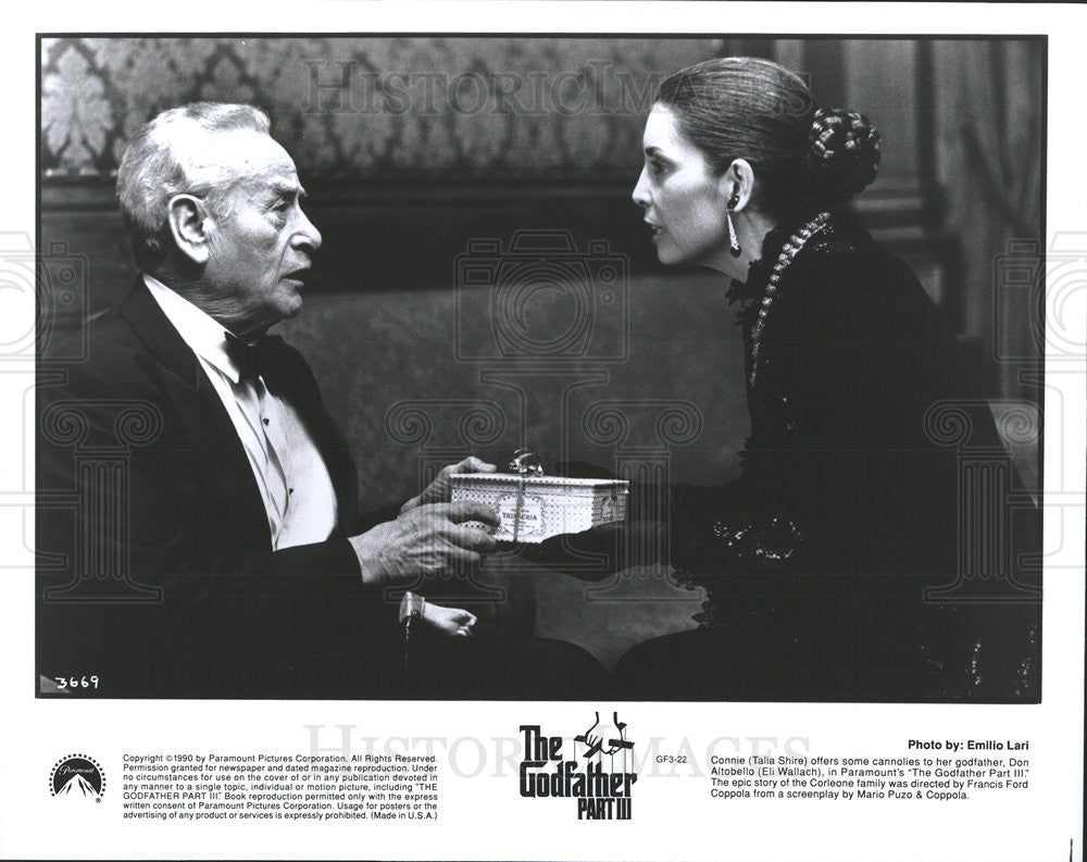 1990 Press Photo Talia Shire Eli Wallach Actors Godfather Part III - Historic Images