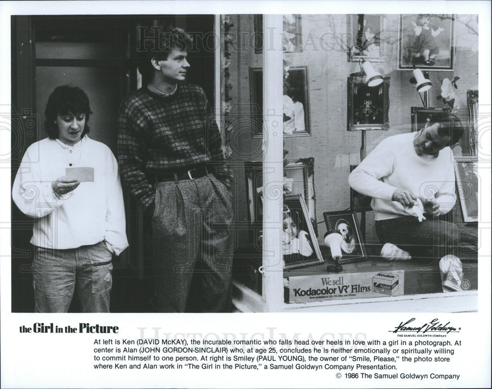 1986 Press Photo David McKay, John Gordon-Sinclair &quot;The Girl In The Picture&quot; - Historic Images