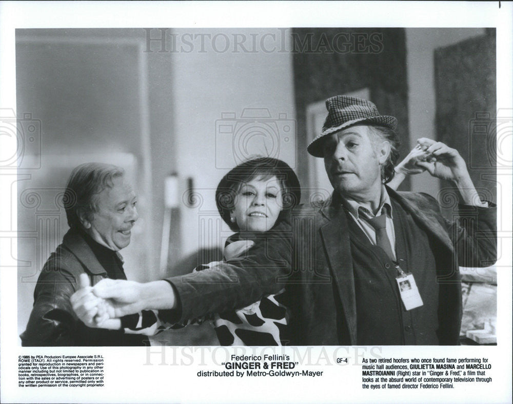 1985 Press Photo Giulietta Masina and Marcello Mastroianni in &quot;Ginger &amp; Fred&quot; - Historic Images