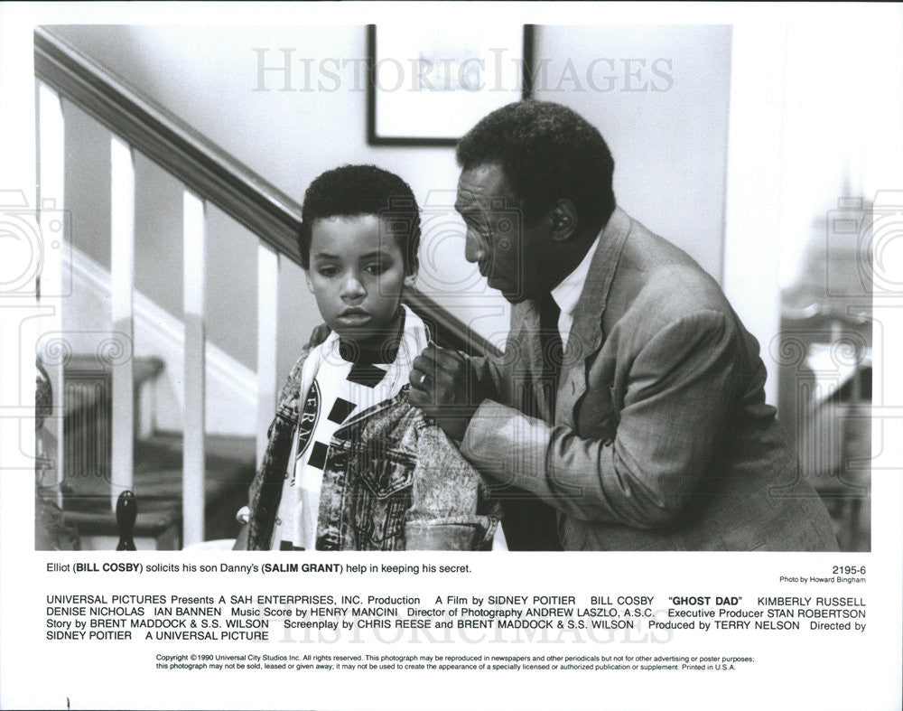 1990 Press Photo Bill Cosby &amp; Salim Grant Star In Ghost Dad - Historic Images