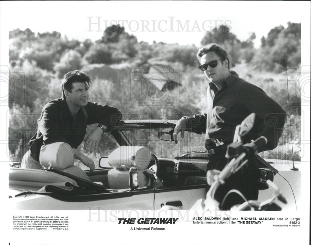 1993 Press Photo Alec Baldwin Michael Madsen Actors Getaway - Historic Images