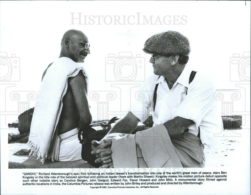 1982 Press Photo Ben Kingsley Martin Sheen Actors Gandhi - Historic Images