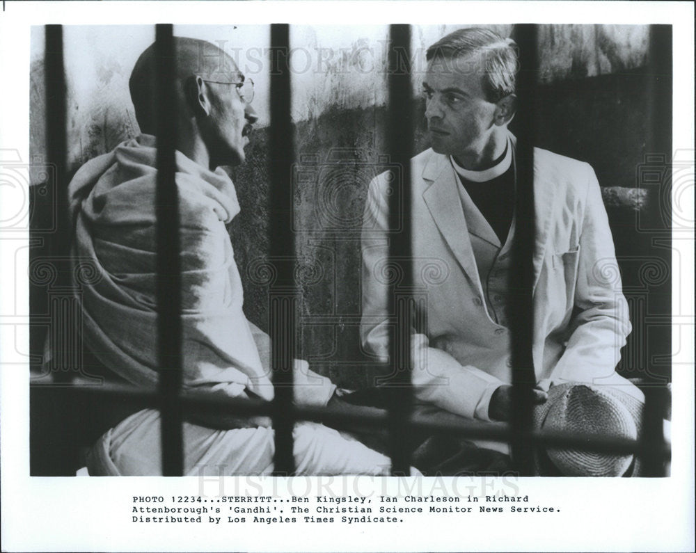 Press Photo Ben Kingsley Ian Charleson Actors Gandhi - Historic Images