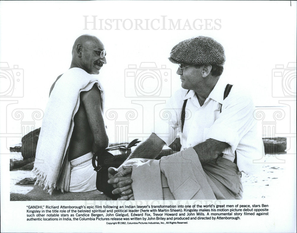 1982 Press Photo Ben Kingsley Martin Sheen Actors Gandhi - Historic Images