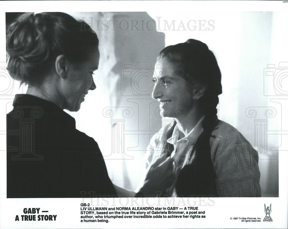 1987 Press Photo Liv Ullman &amp; Noa Aleandro Star In &quot;Gaby - A True Story&quot; - Historic Images