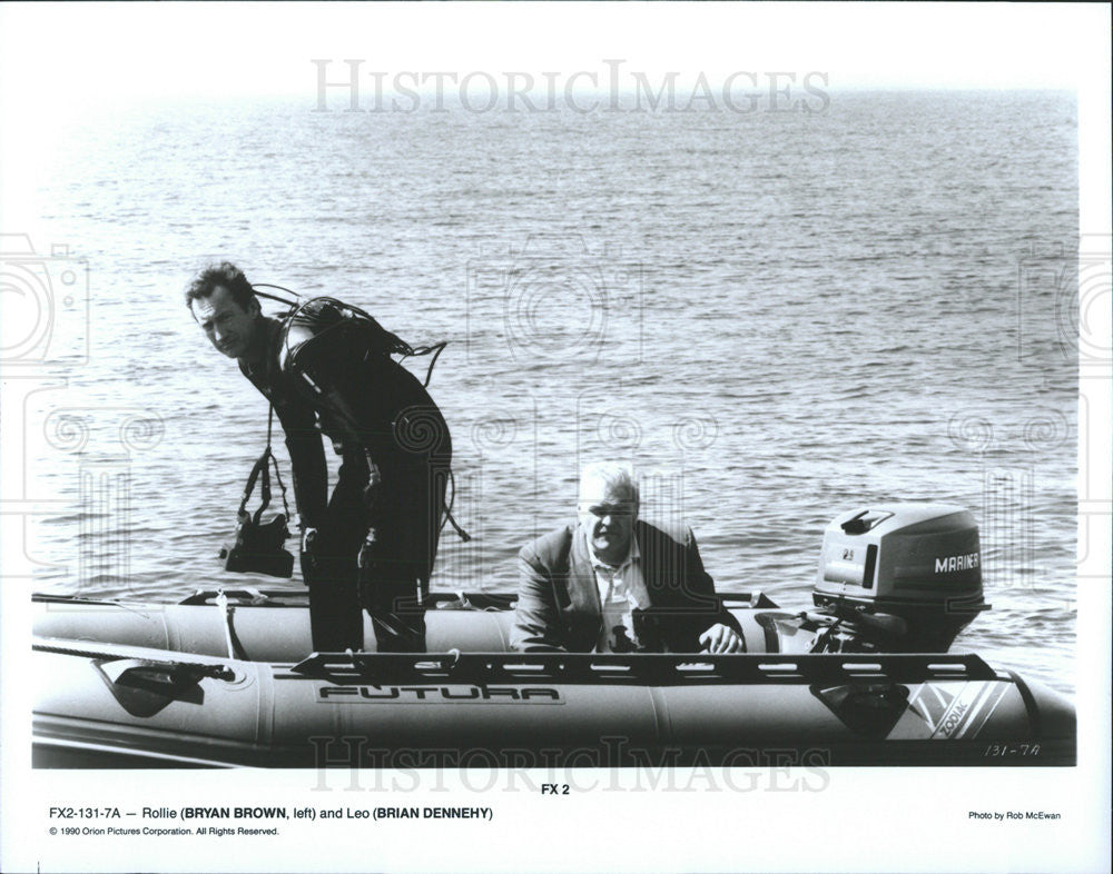 1990 Press Photo Bryan Brown &amp; Brian Dennehy Star In F/X 2 - Historic Images