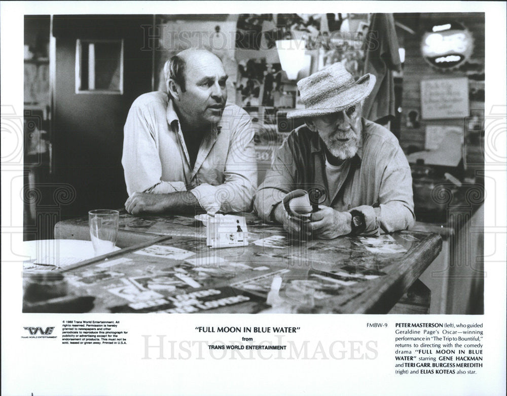 1988 Press Photo Peter Masterson Director Burgess Meredith Actor Full Moon Blue - Historic Images