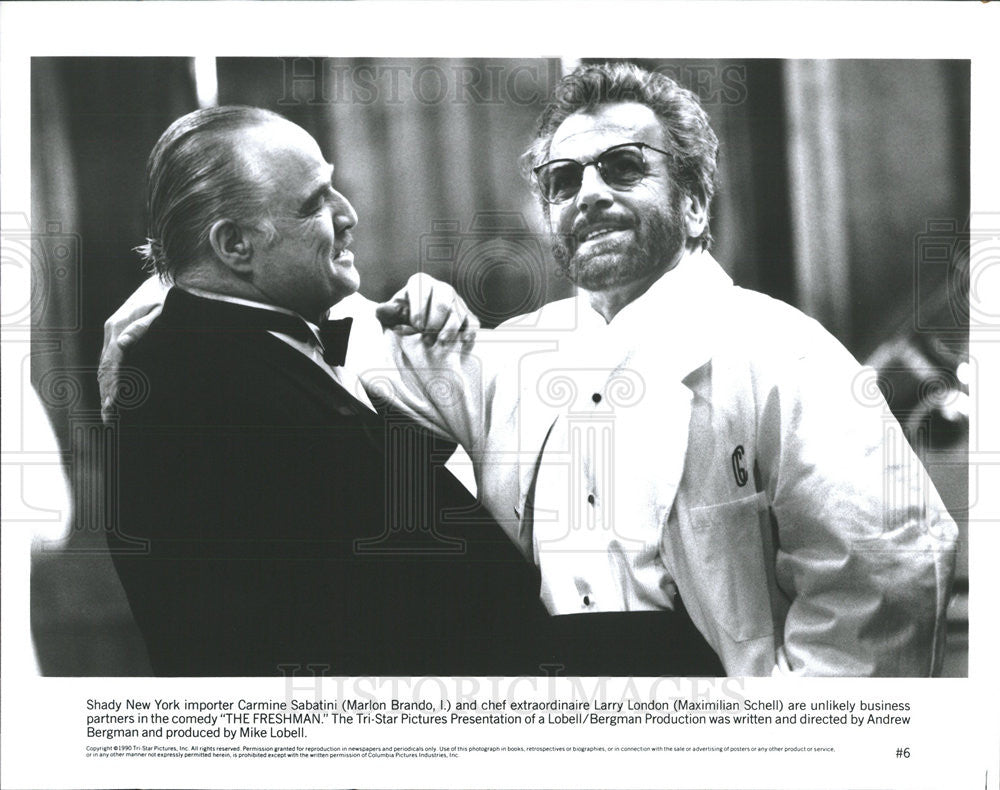 1990 Press Photo Marlon Brando Actor Maximilian Schell Comedy Movie Freshman - Historic Images