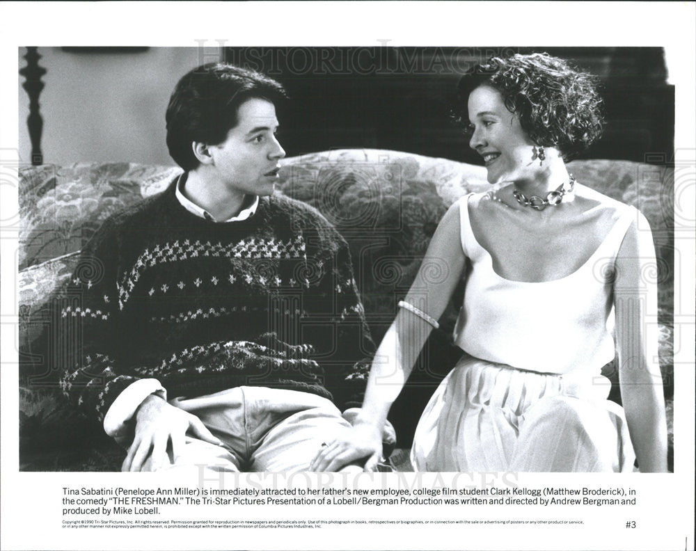 1990 Press Photo Penelope Ann Miller Actress Matthew Broderick Actor Freshman - Historic Images