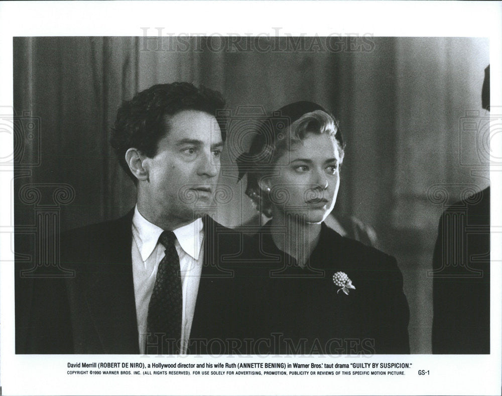 1990 Press Photo Robert De Niro &amp; Annette Bening Star In &quot;Guilty By Suspicion&quot; - Historic Images