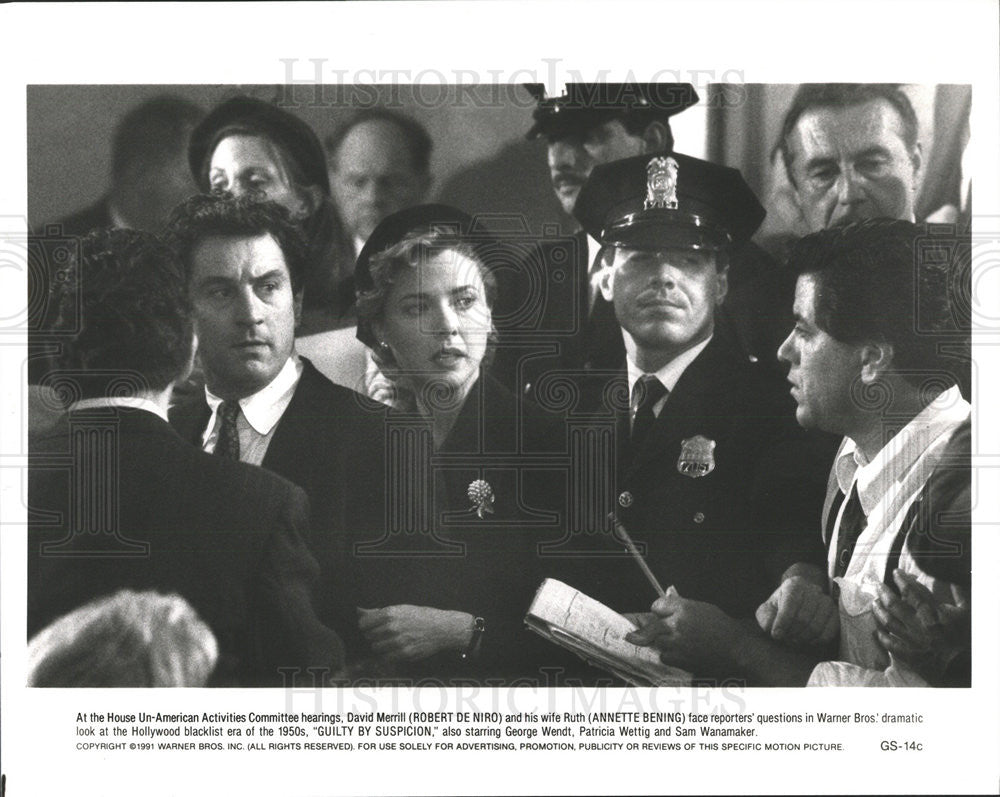 1991 Press Photo Robert De Niro & Annette Bening Star In "Guilty By Suspicion" - Historic Images