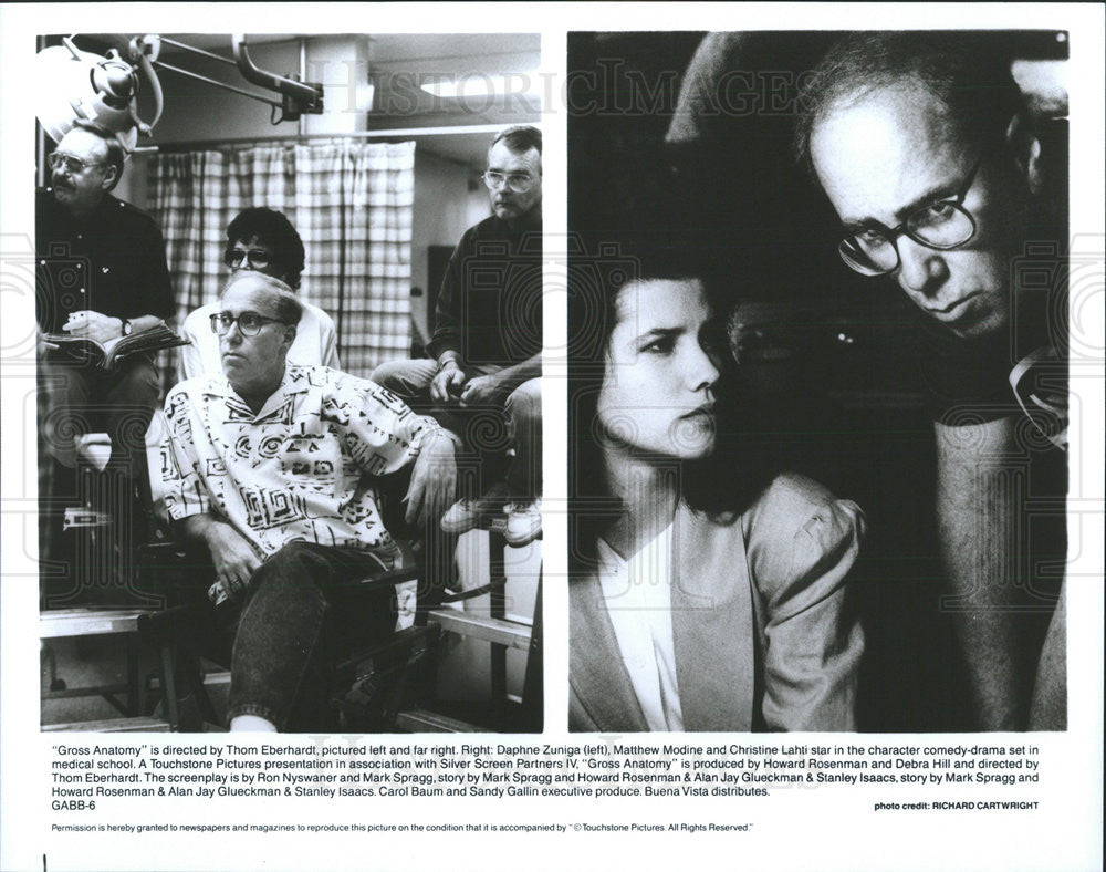 1989 Press Photo Gross Anatomy director Thom Eberhardt Daphne Zuniga Matthew - Historic Images