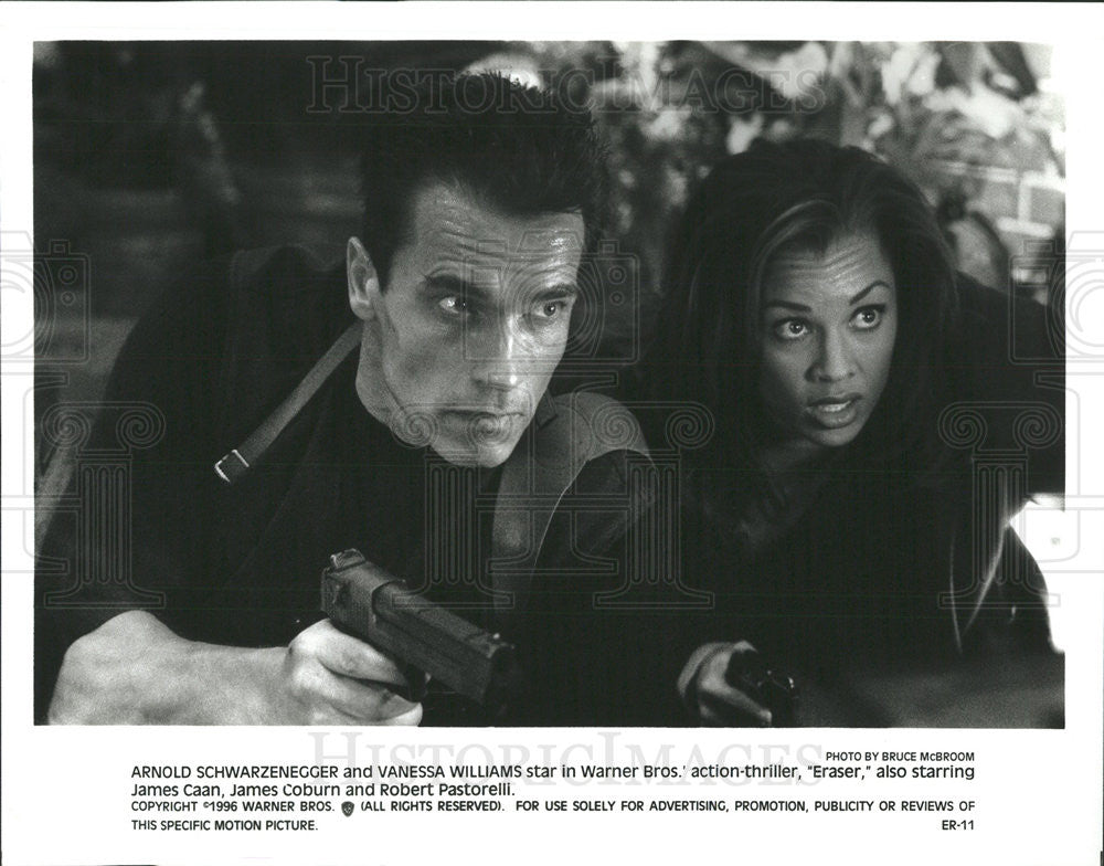1996 Press Photo Arnold Schwarzenegger Vanessa Williams Actors Eraser - Historic Images
