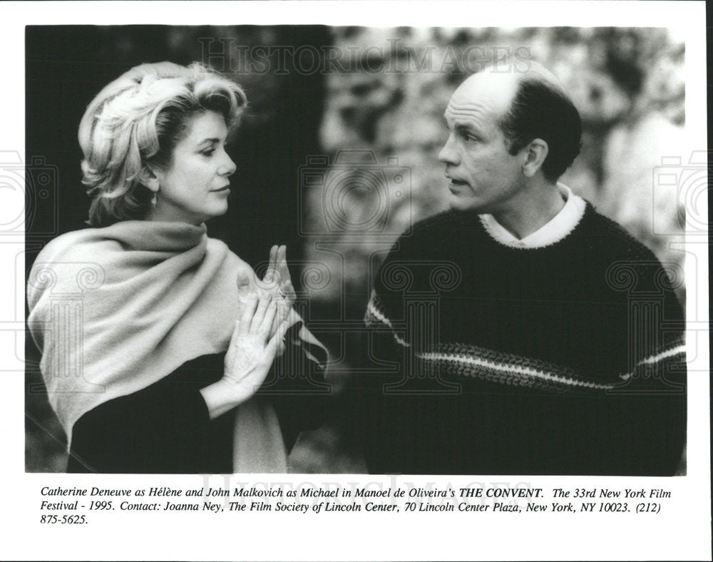 1995 Press Photo Catherine Deneuve John Malkovich Actors Convent - Historic Images