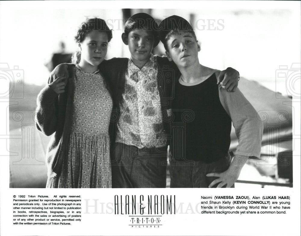 1992 Press Photo Vanessa Zaoui Lukas Haas Kevin Connolly Actors Alan Naomi - Historic Images