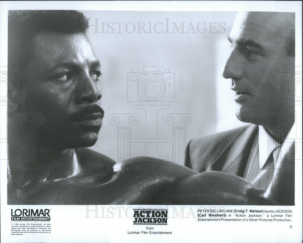 1989 Press Photo Craig Nelson Carl Weathers Actors Action Jackson - Historic Images