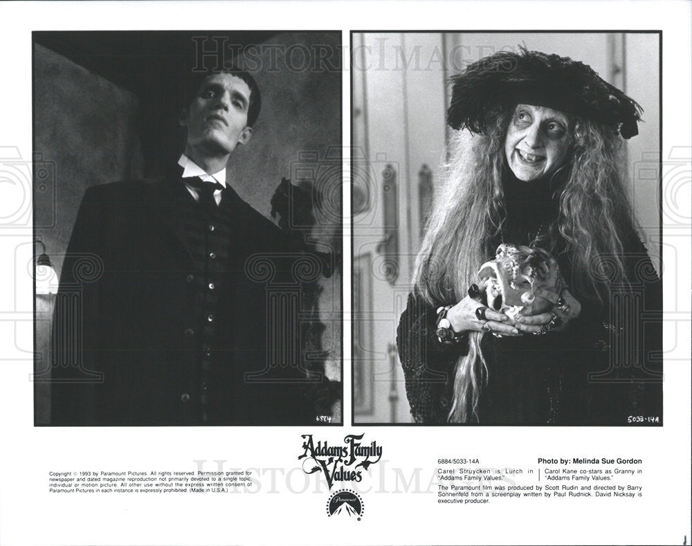 1993 Press Photo Carel Struycken Carol Kane Actors Addams Family Values - Historic Images