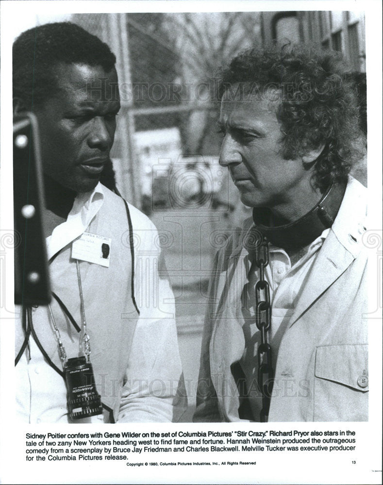 1980 Press Photo Sidney Poitier Gene Wilder Actors Stir Crazy - Historic Images