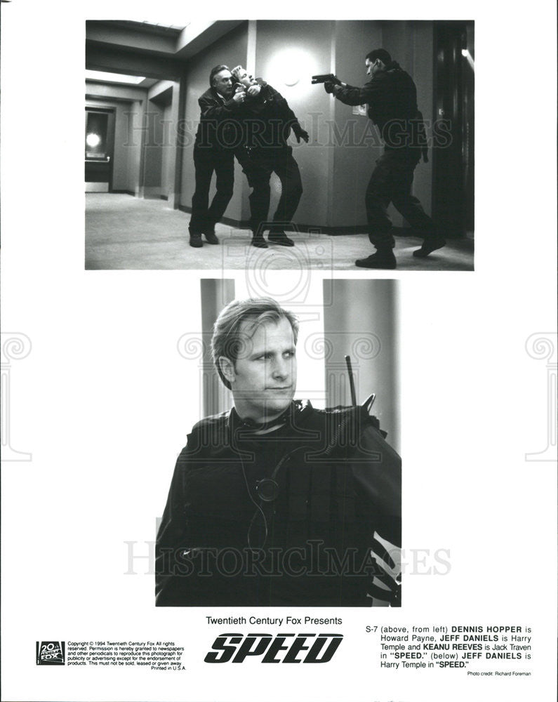 1994 Press Photo Dennis Hopper Jeff Daniels Keanu Reeves Action Thriller Speed - Historic Images