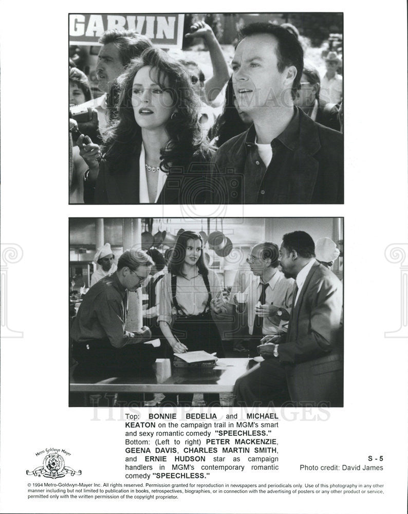 Bonnie Bedelia, Michael Keaton, Peter MacKenzie In Speechless 1994 vintage  promo photo print - Historic Images