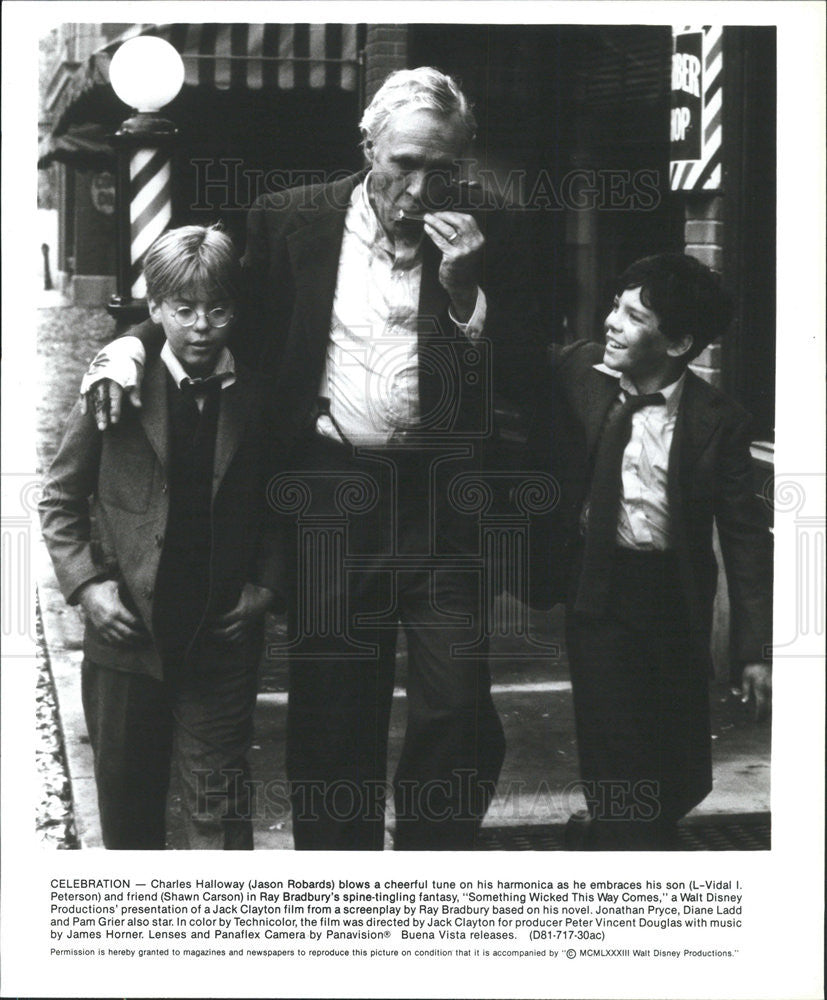 1983 Press Photo Jason Robards Vidal Peterson Shawn Carson Actors Something - Historic Images